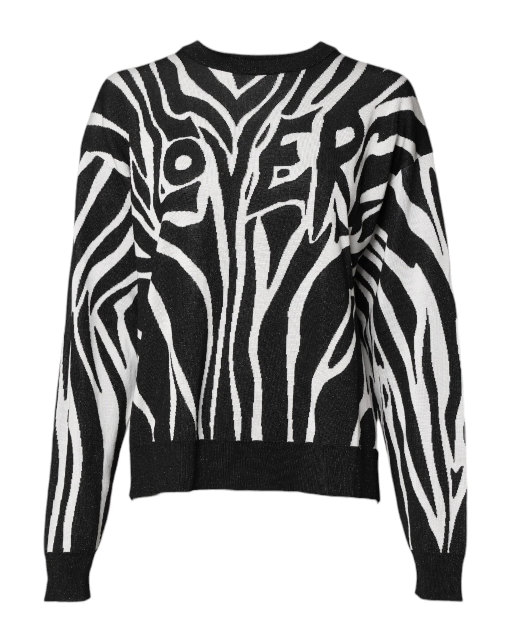 Dolce & Gabbana Black White Print Women Pullover Sweater - Zeiniez