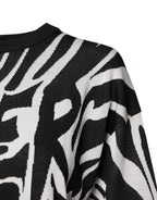 Dolce & Gabbana Black White Print Women Pullover Sweater - Zeiniez