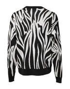 Dolce & Gabbana Black White Print Women Pullover Sweater - Zeiniez