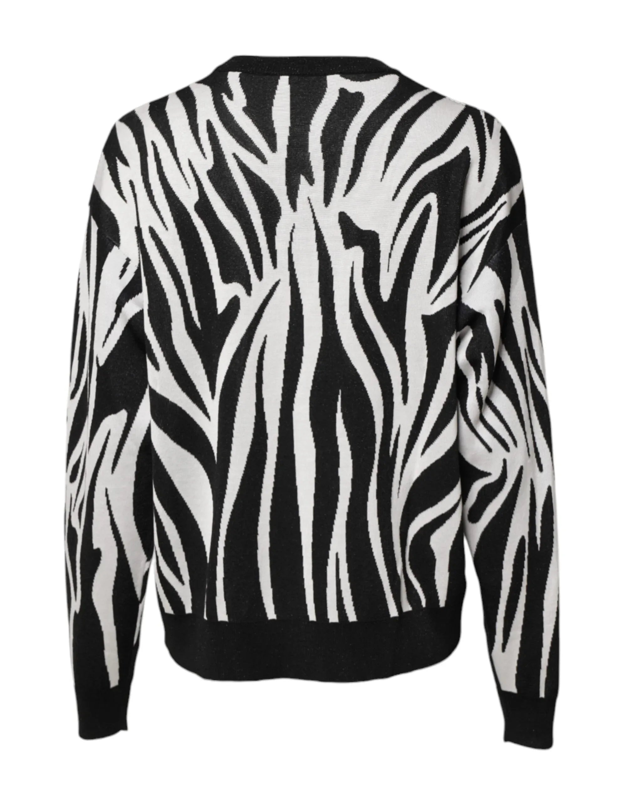 Dolce & Gabbana Black White Print Women Pullover Sweater - Zeiniez