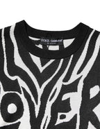 Dolce & Gabbana Black White Print Women Pullover Sweater - Zeiniez