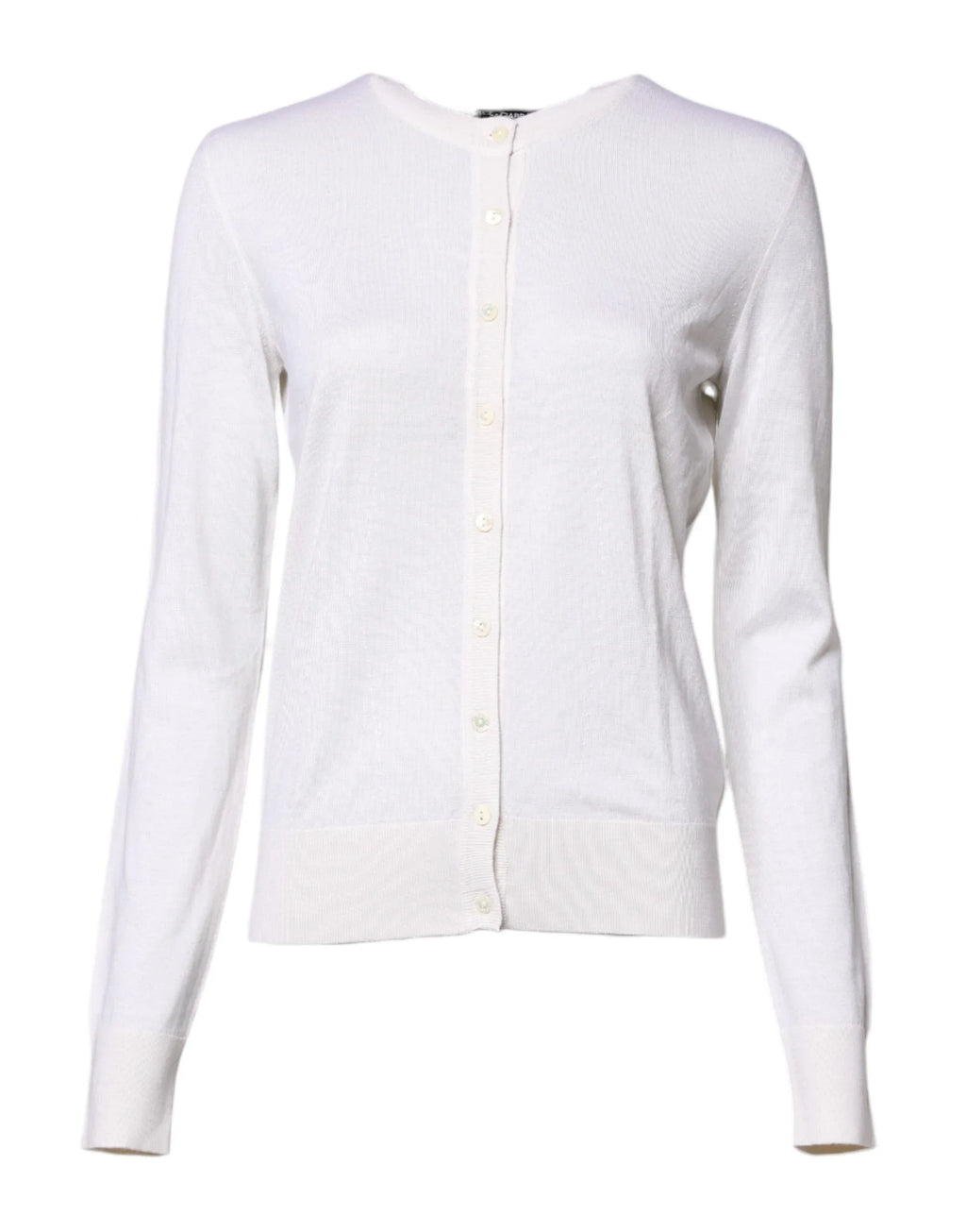 Dolce & Gabbana White Cashmere Crew Neck Top Cardigan Sweater - Zeiniez