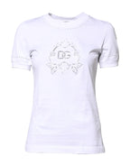 Dolce & Gabbana White Cotton Floral Logo Crew Neck T-shirt - Zeiniez