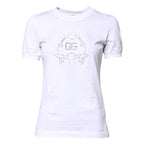 Dolce & Gabbana White Cotton Floral Logo Crew Neck T-shirt - Zeiniez