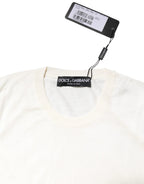 Dolce & Gabbana White Silk Round Neck Sleeveless Tank Top - Zeiniez