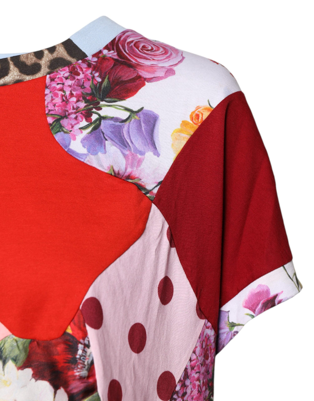 Dolce & Gabbana Multicolor Patchwork Short Sleeve Blouse Top