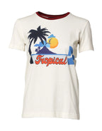 Dolce & Gabbana White Cotton Print Short Sleeves Top T-shirt - Zeiniez
