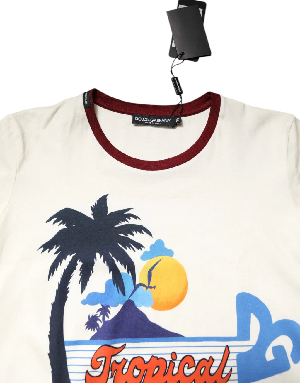 Dolce & Gabbana White Cotton Print Short Sleeves Top T-shirt - Zeiniez