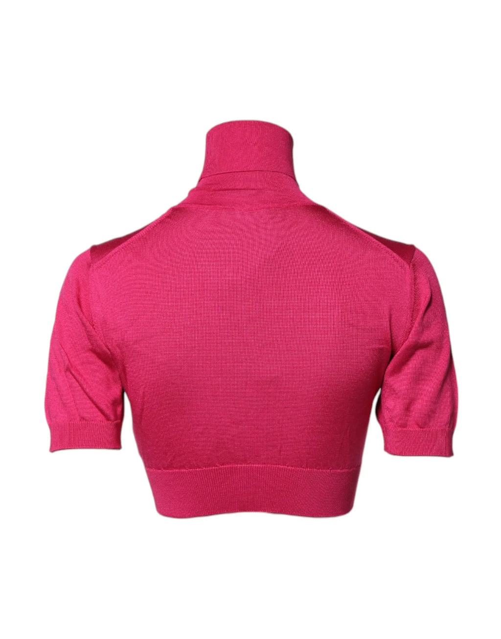 Dolce & Gabbana Pink Silk Knitted Turtleneck Cropped Top - Zeiniez