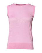 Dolce & Gabbana Pink Cashmere Round Neck Sleeveless Tank Top - Zeiniez