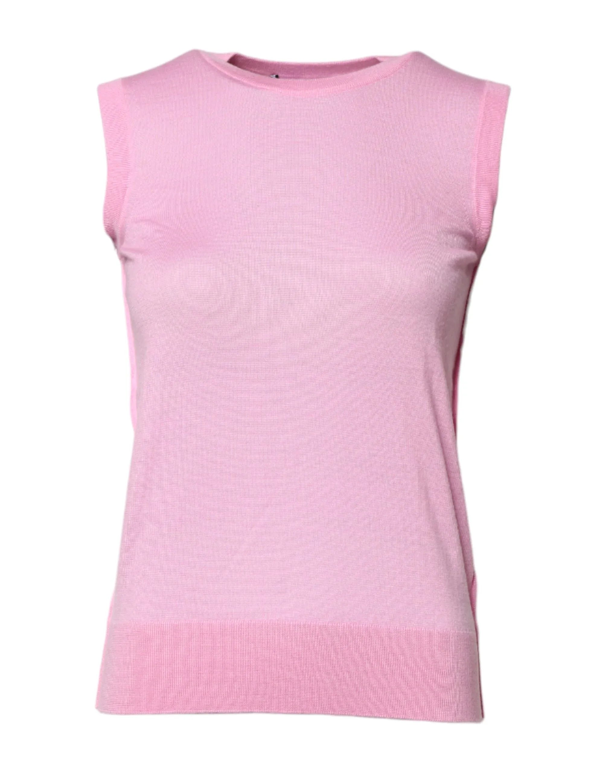 Dolce & Gabbana Pink Cashmere Round Neck Sleeveless Tank Top - Zeiniez