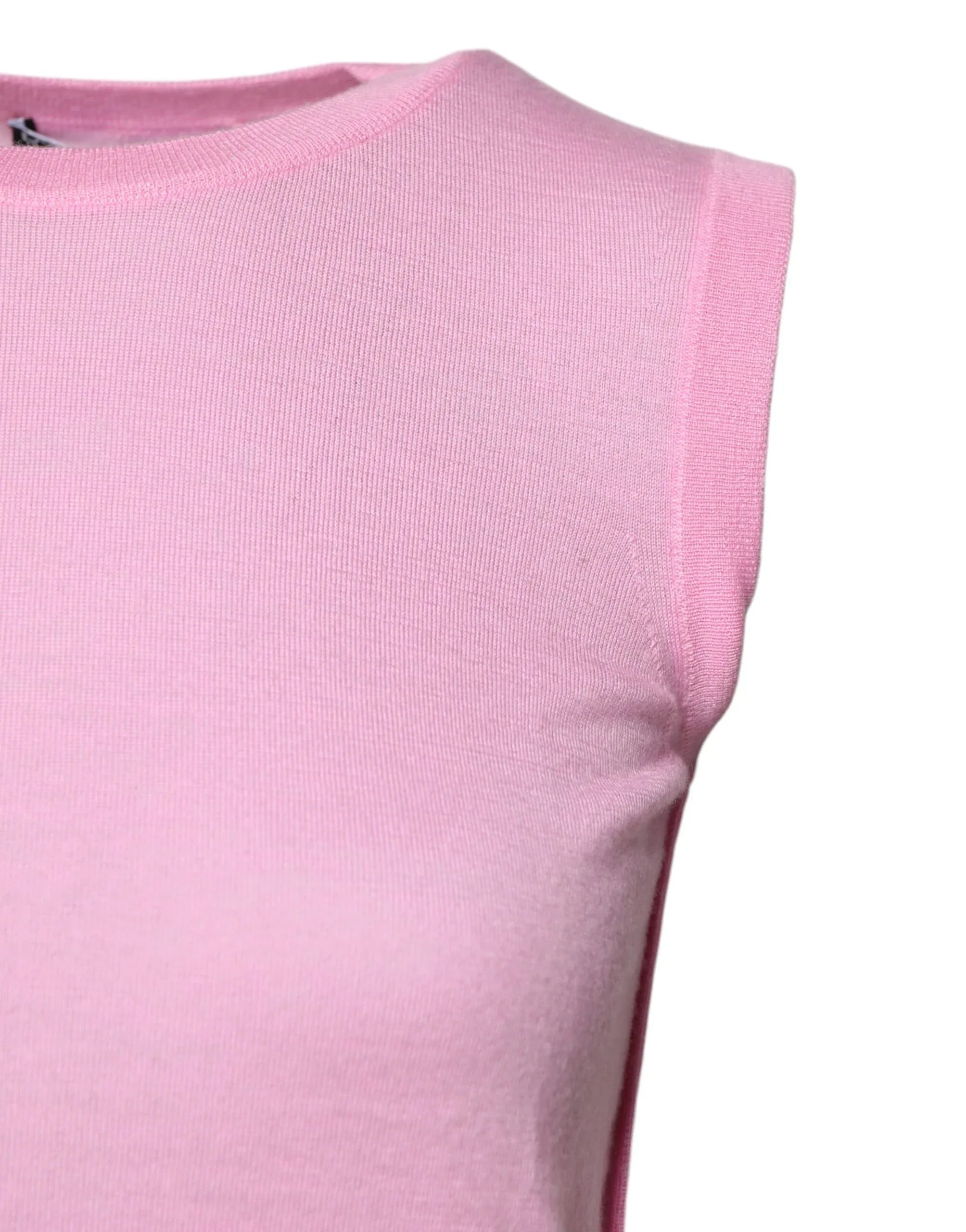 Dolce & Gabbana Pink Cashmere Round Neck Sleeveless Tank Top - Zeiniez