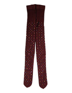Dolce & Gabbana Maroon Nylon Crystal Embellished Pantyhose Tights - Zeiniez