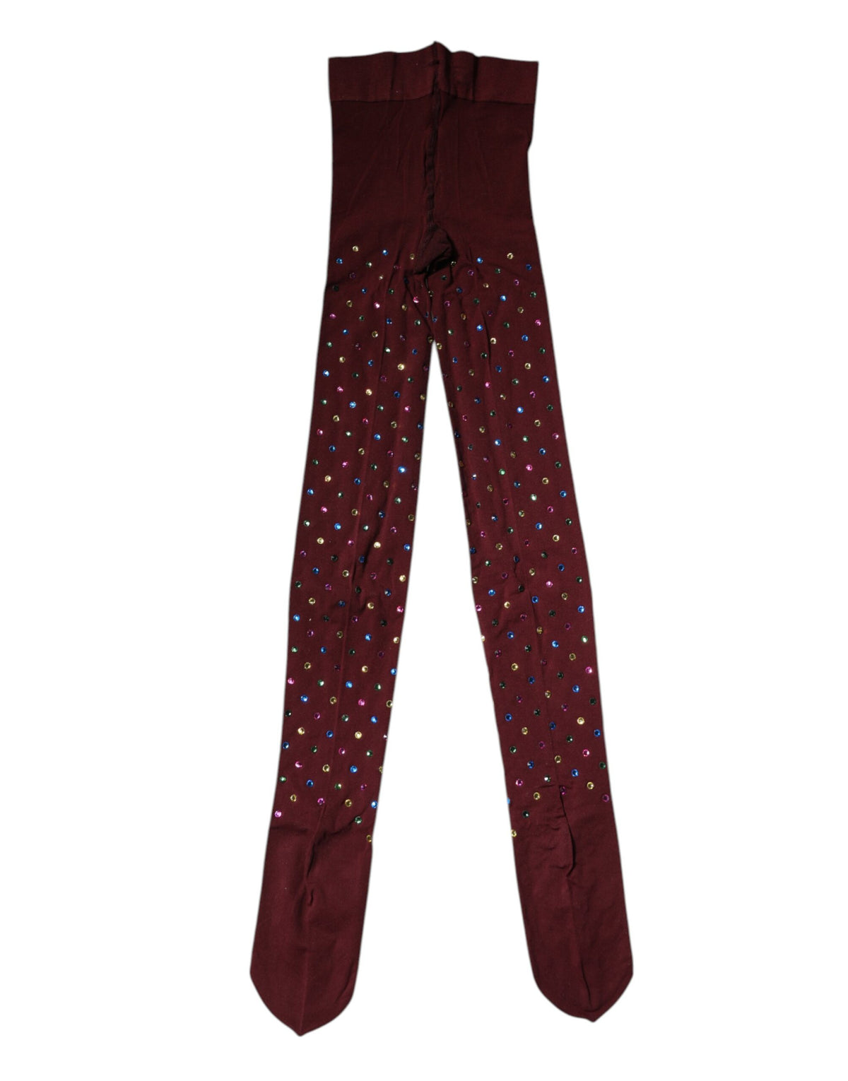 Dolce & Gabbana Maroon Nylon Crystal Embellished Pantyhose Tights
