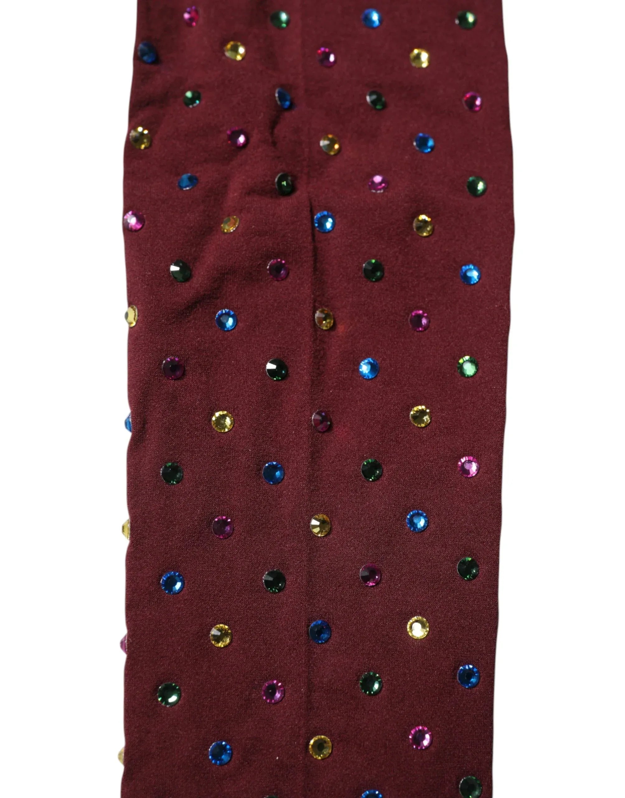 Dolce & Gabbana Maroon Nylon Crystal Embellished Pantyhose Tights - Zeiniez