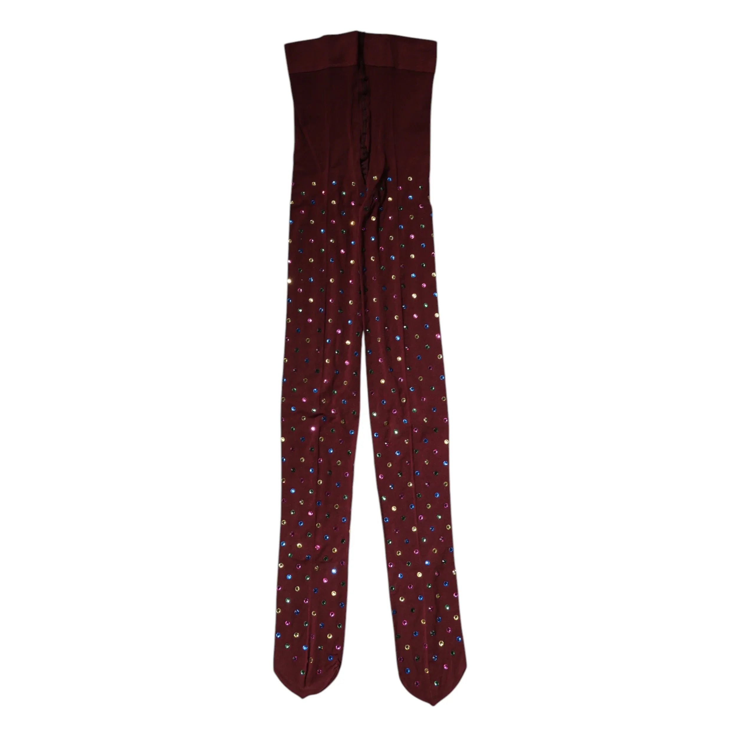 Dolce & Gabbana Maroon Nylon Crystal Embellished Pantyhose Tights - Zeiniez