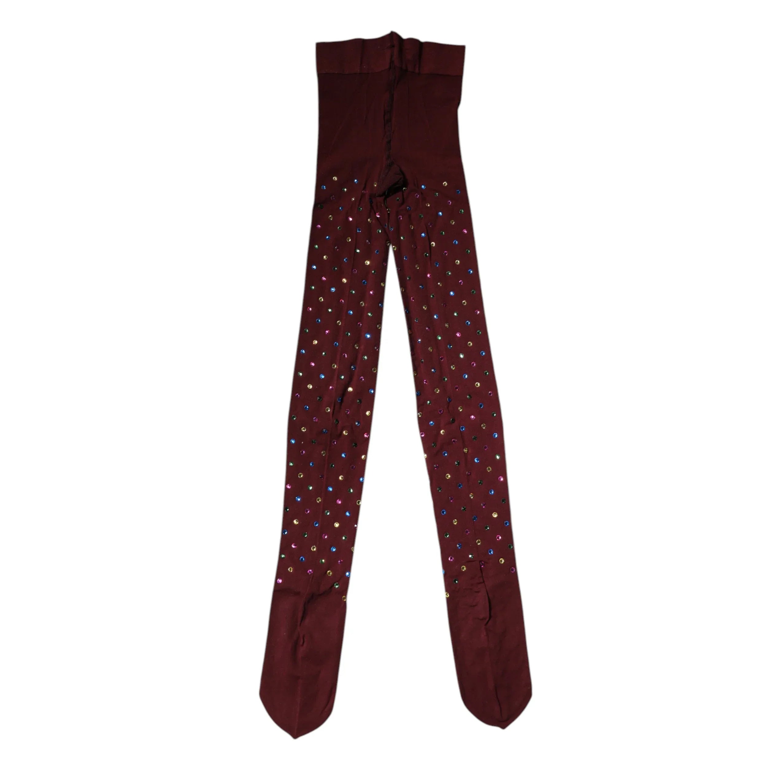Dolce & Gabbana Maroon Nylon Crystal Embellished Pantyhose Tights - Zeiniez