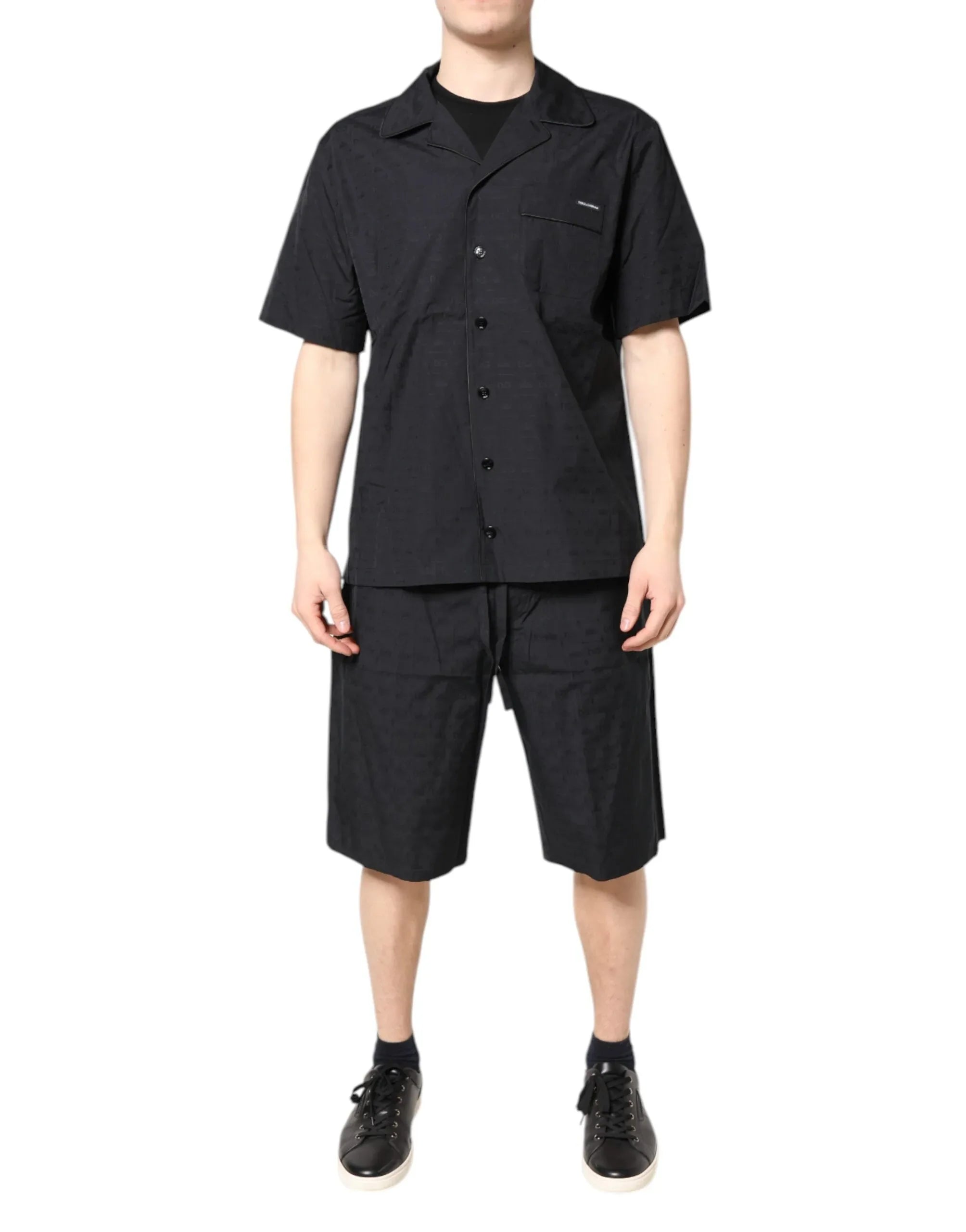Dolce & Gabbana Black Cotton Men Pajama Set Sleepwear - Zeiniez