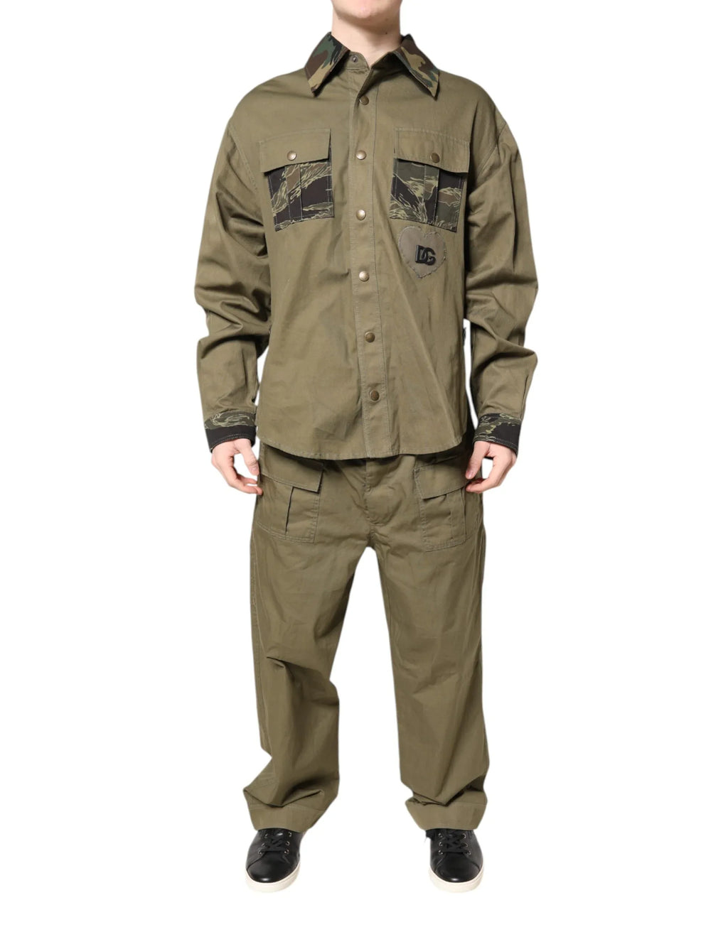 Dolce & Gabbana Brown Cotton Stretch Shirt Pants Casual Set - Zeiniez