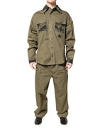 Dolce & Gabbana Brown Cotton Stretch Shirt Pants Casual Set - Zeiniez