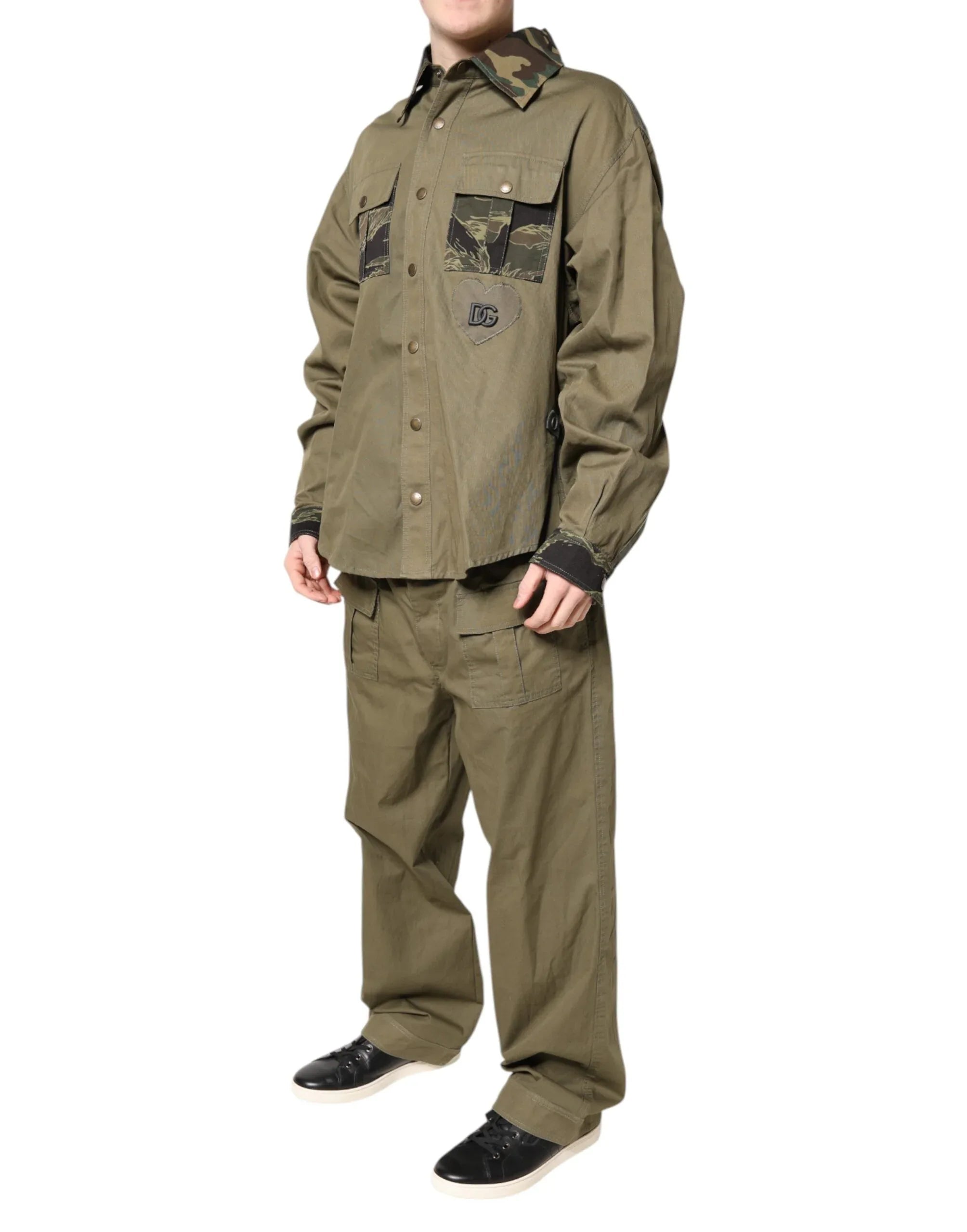 Dolce & Gabbana Brown Cotton Stretch Shirt Pants Casual Set - Zeiniez