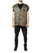 Dolce & Gabbana Brown Logo Plaque Quilted Vest Jacket - Zeiniez