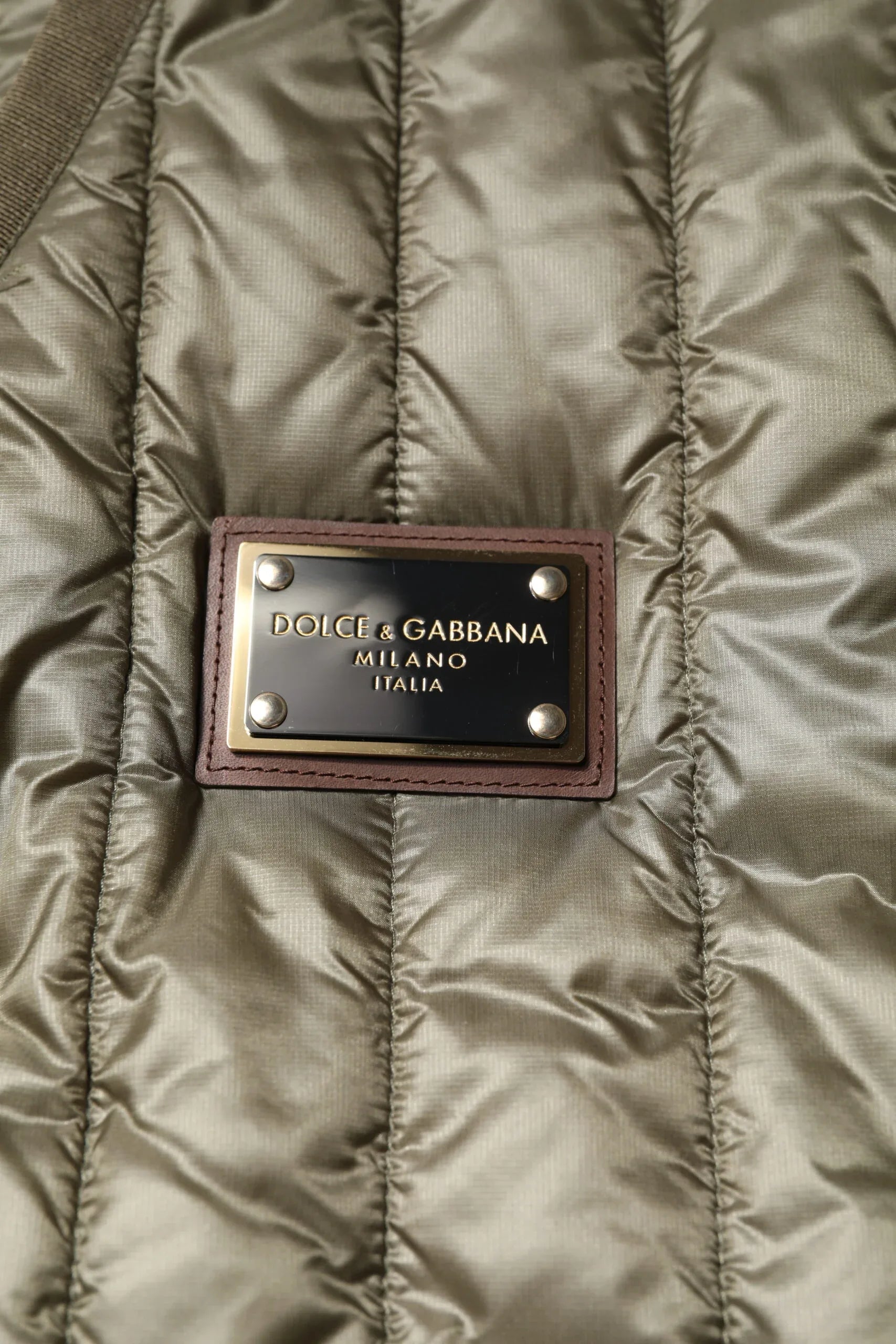 Dolce & Gabbana Brown Logo Plaque Quilted Vest Jacket - Zeiniez