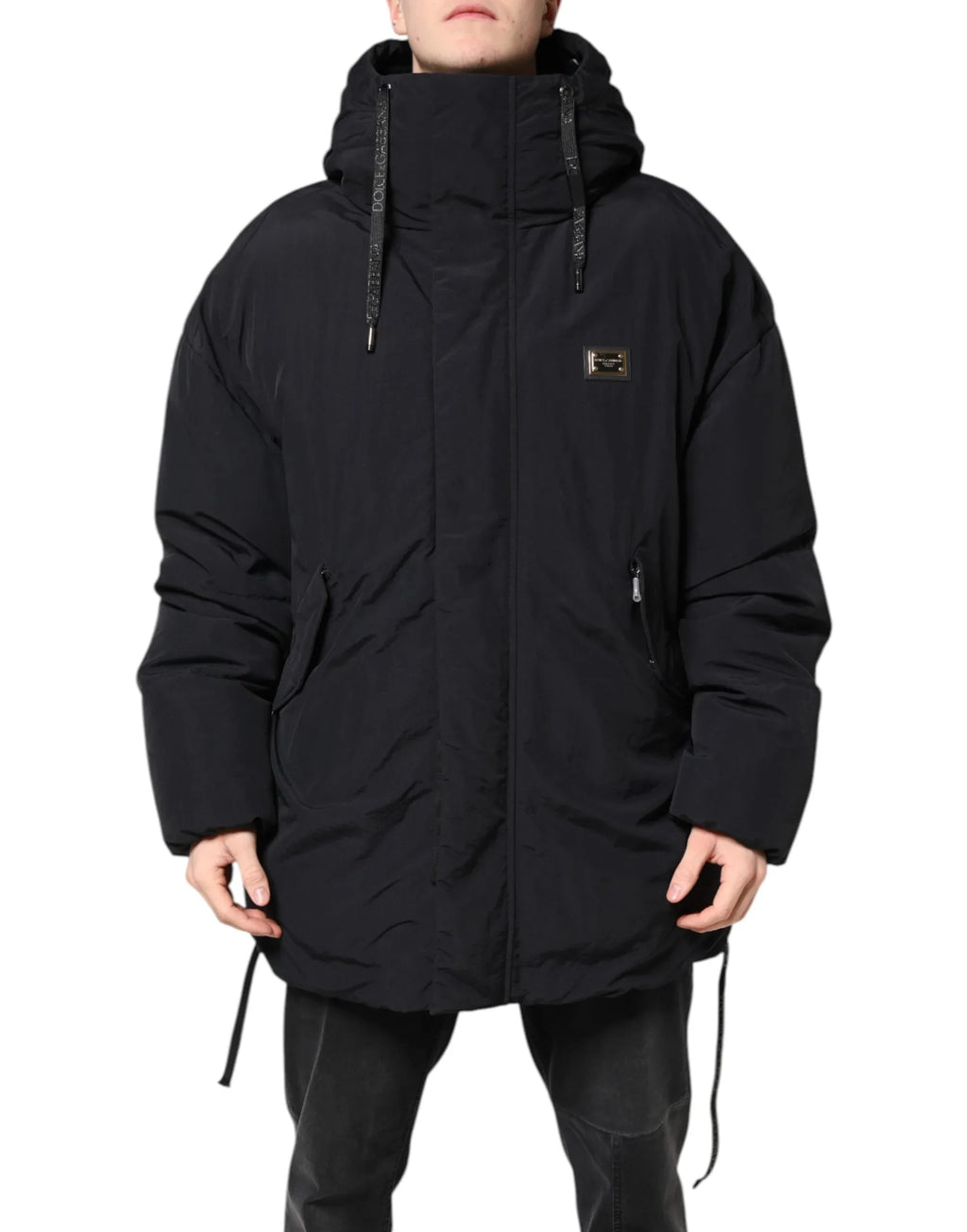 Dolce & Gabbana Black Nylon Full Zip Hooded Parka Jacket - Zeiniez