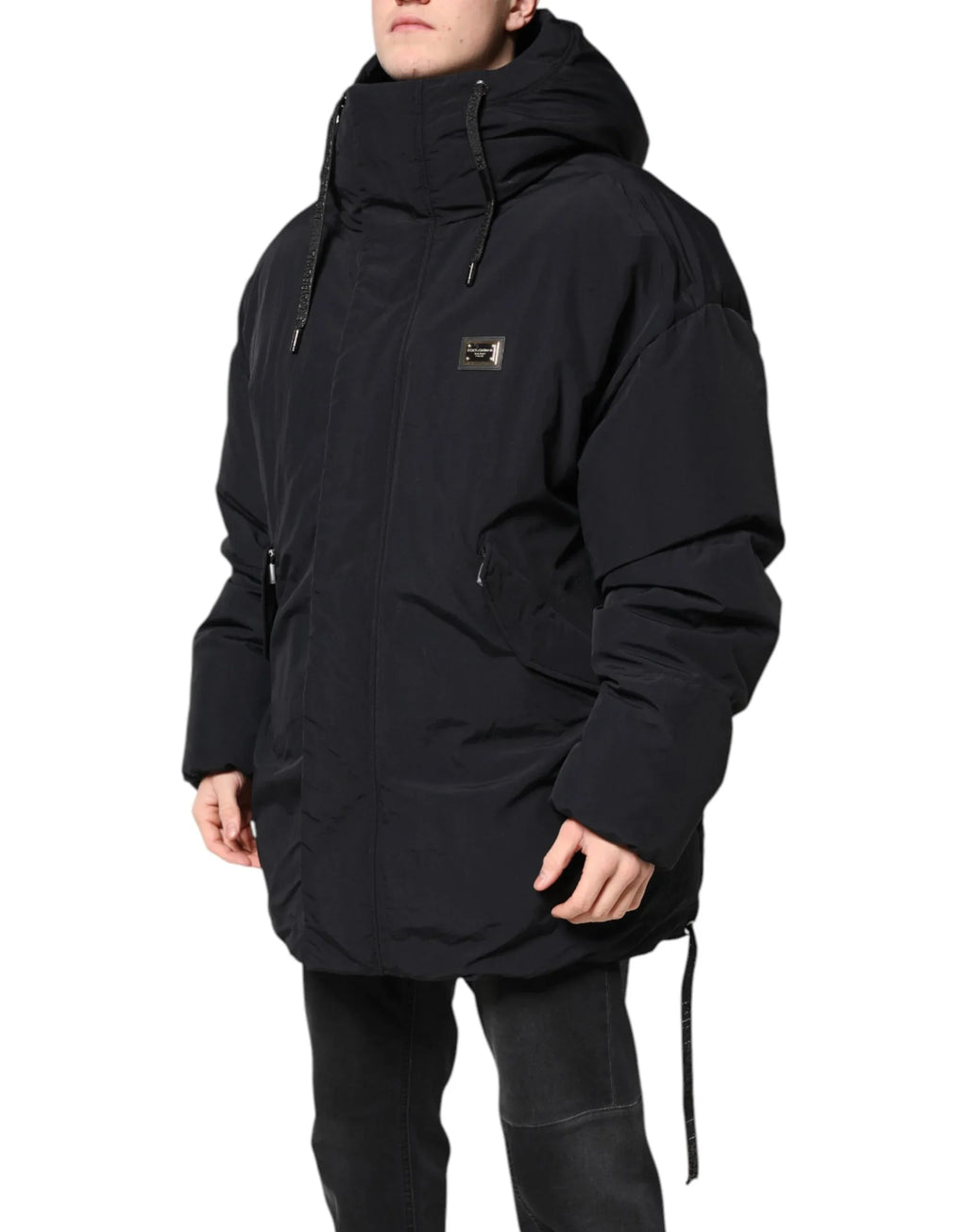 Dolce & Gabbana Black Nylon Full Zip Hooded Parka Jacket - Zeiniez