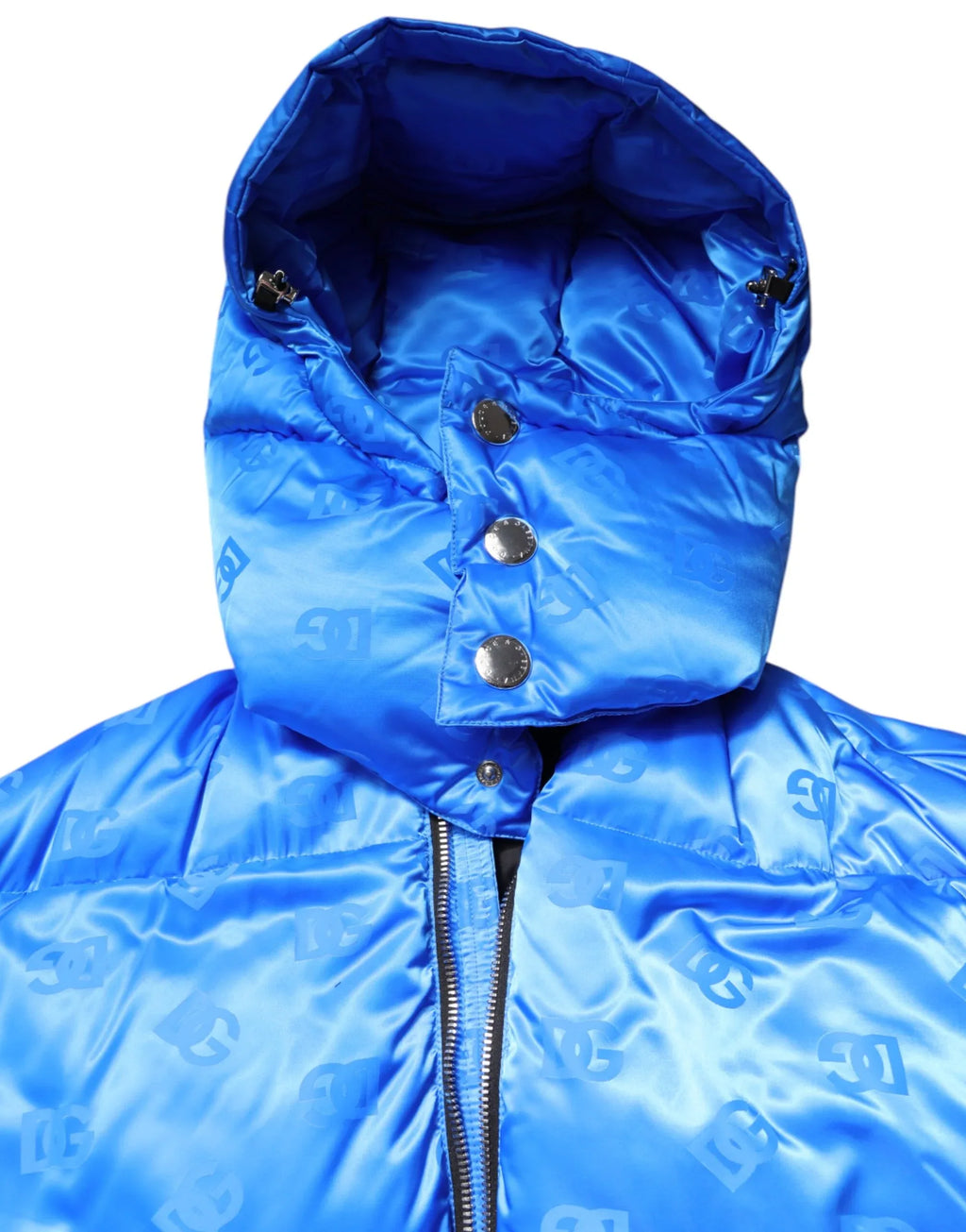 Dolce & Gabbana Blue Logo Full Zip Hooded Quilted Jacket - Zeiniez