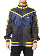 Dolce & Gabbana Black Striped Logo Full Zip Bomber Jacket - Zeiniez