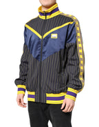 Dolce & Gabbana Black Striped Logo Full Zip Bomber Jacket - Zeiniez