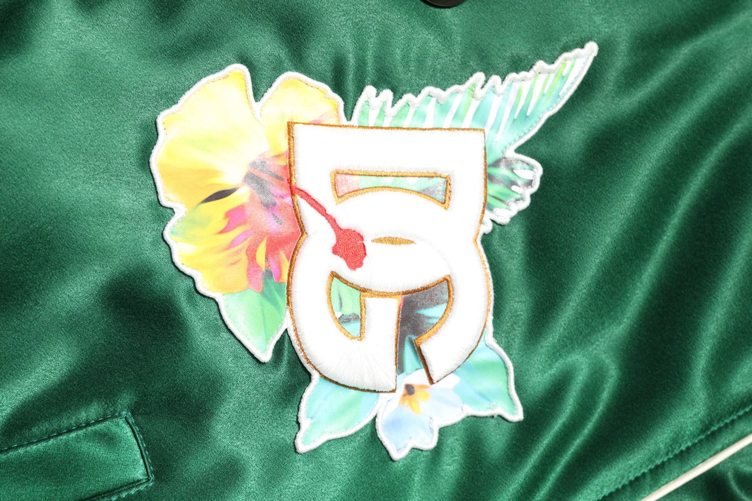 Dolce & Gabbana Green Floral DG Logo Full Zip Bomber Jacket - Zeiniez