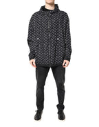 Dolce & Gabbana Black Heart Print Hooded Windbreaker Jacket - Zeiniez