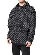 Dolce & Gabbana Black Heart Print Hooded Windbreaker Jacket - Zeiniez
