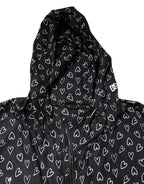 Dolce & Gabbana Black Heart Print Hooded Windbreaker Jacket - Zeiniez