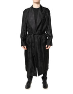 Dolce & Gabbana Black Silk DG Logo Men Wrap Robe Coat Jacket - Zeiniez