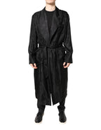 Dolce & Gabbana Black Silk DG Logo Men Wrap Robe Coat Jacket