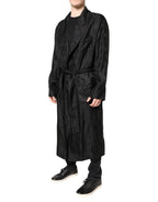 Dolce & Gabbana Black Silk DG Logo Men Wrap Robe Coat Jacket - Zeiniez