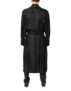 Dolce & Gabbana Black Silk DG Logo Men Wrap Robe Coat Jacket - Zeiniez