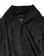 Dolce & Gabbana Black Silk DG Logo Men Wrap Robe Coat Jacket - Zeiniez