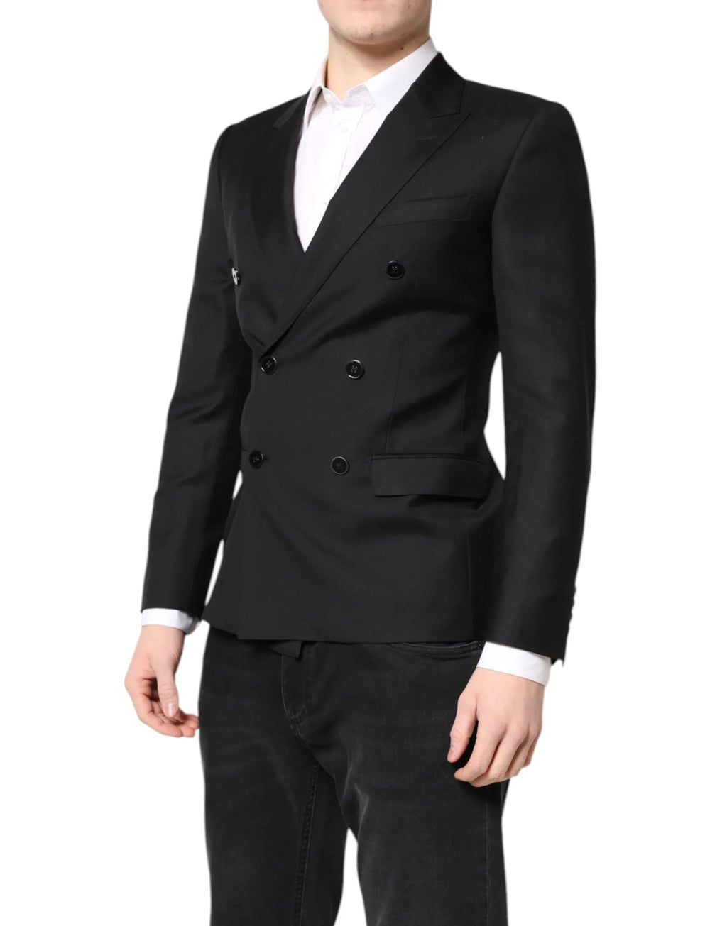 Dolce & Gabbana Black MARTINI Double Breasted Coat Blazer - Zeiniez