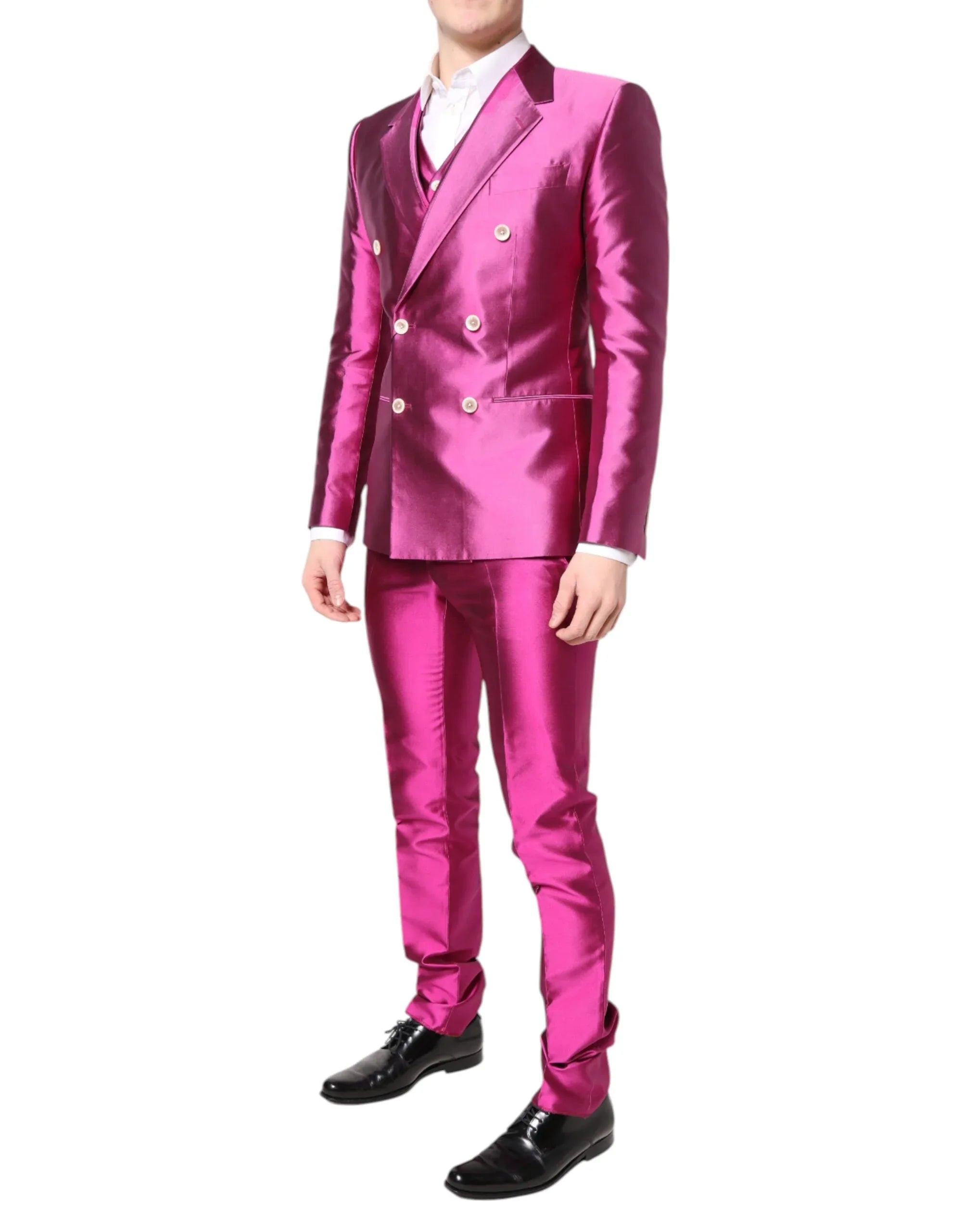 Dolce & Gabbana Pink SICILIA Double Breasted 3 Piece Suit - Zeiniez