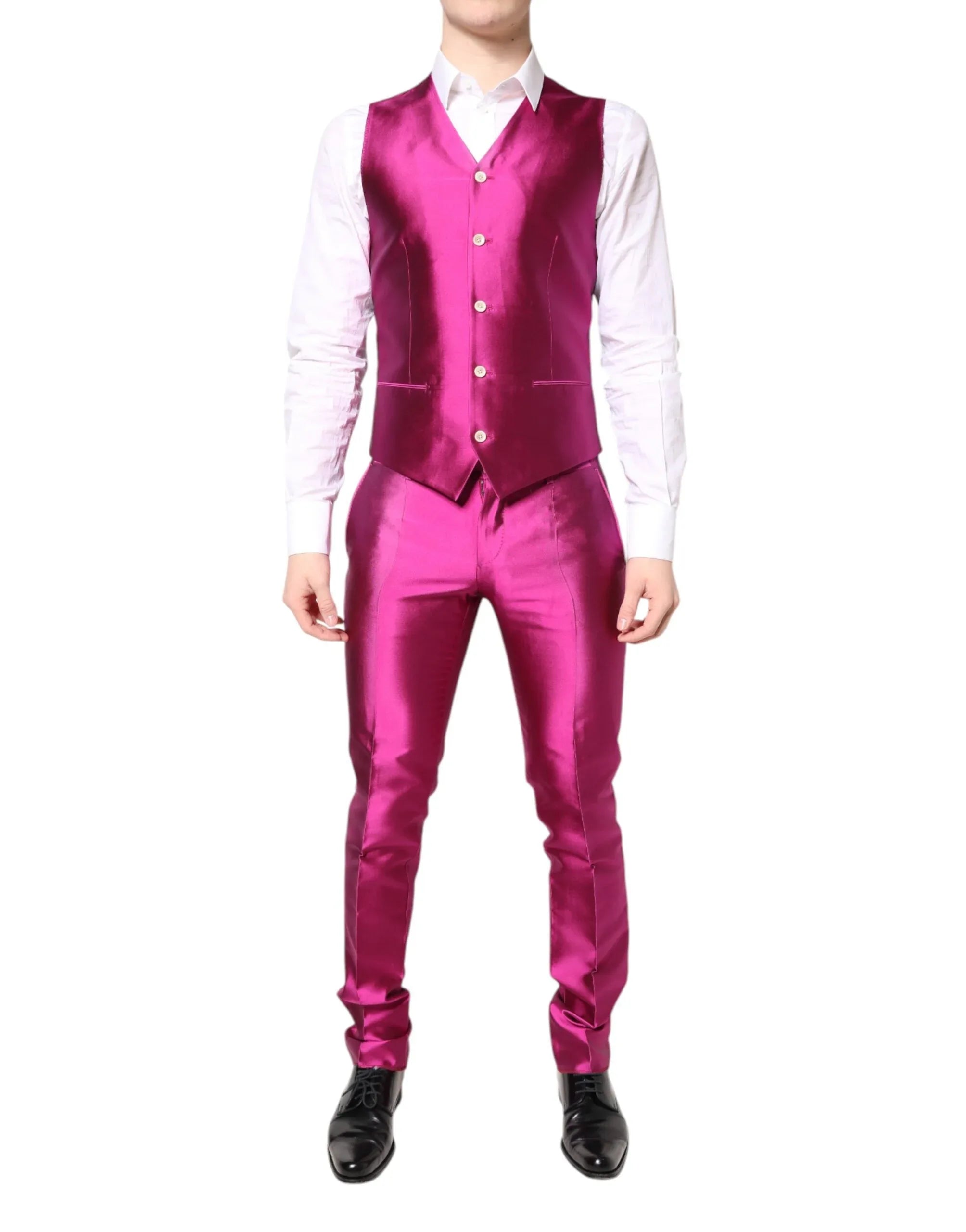 Dolce & Gabbana Pink SICILIA Double Breasted 3 Piece Suit - Zeiniez