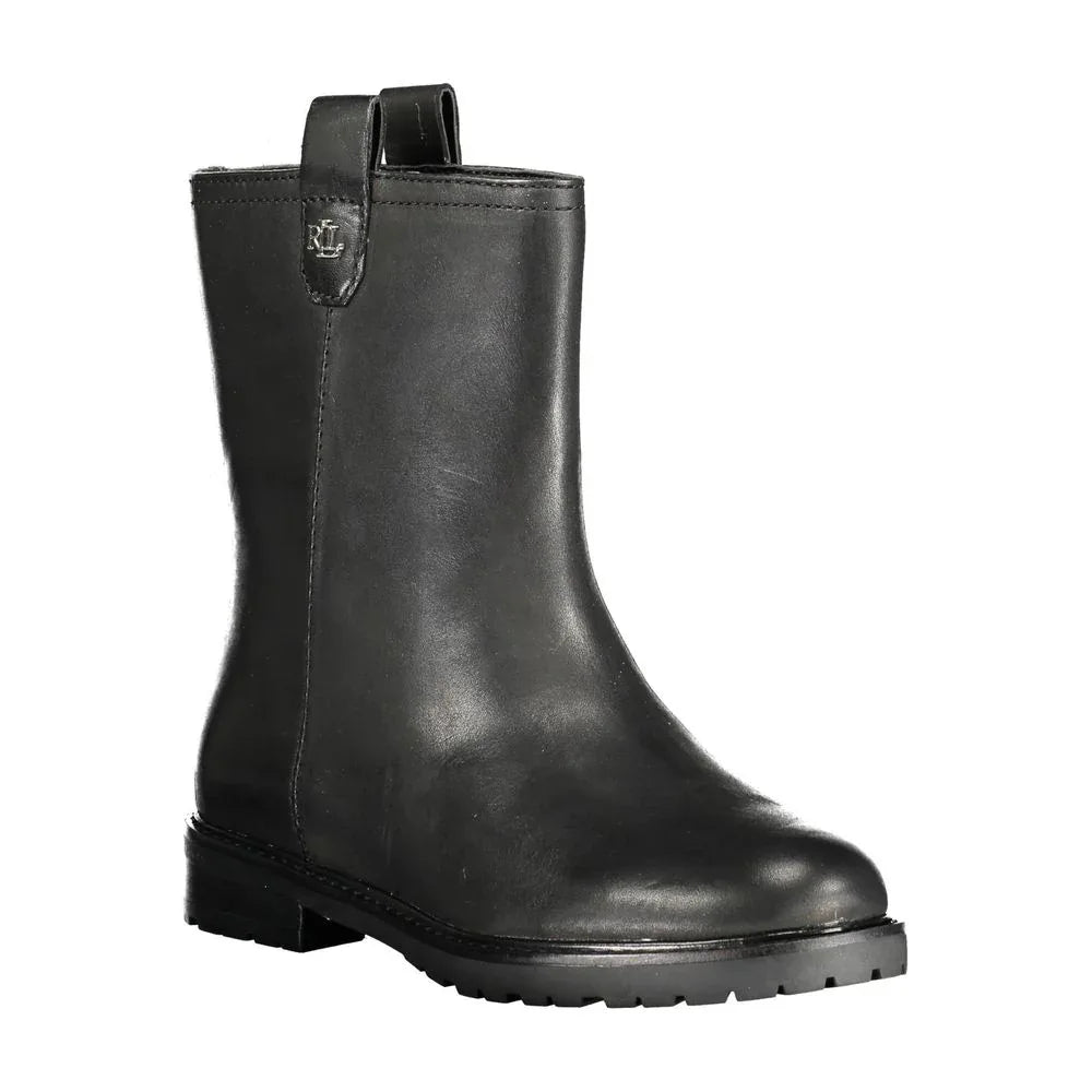 Ralph Lauren Black Leather Women Ankle Boot - Zeiniez