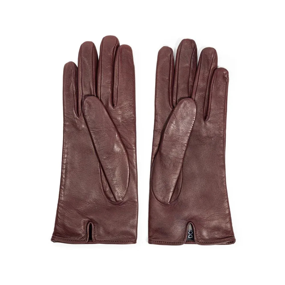 Dolce & Gabbana Burgundy Leather Gloves - Zeiniez
