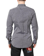 Dolce & Gabbana Black White Striped GOLD Formal Dress Shirt - Zeiniez