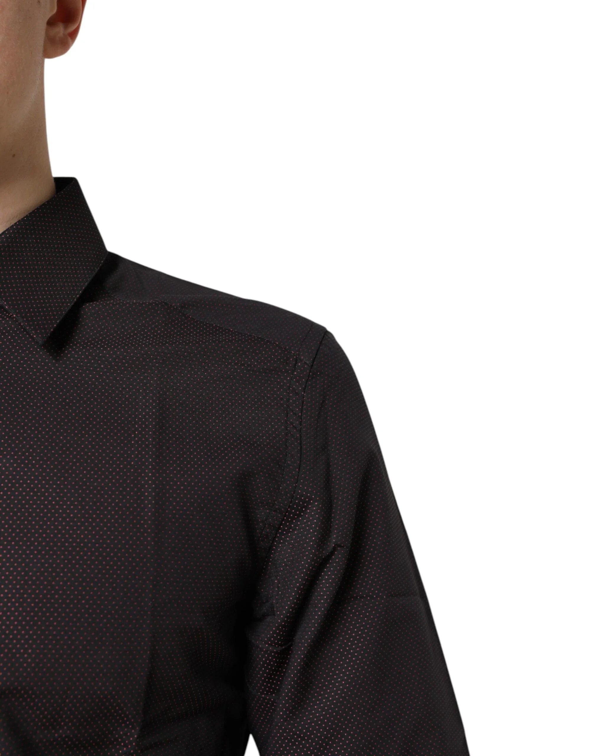 Dolce & Gabbana Maroon Jacquard Cotton GOLD Men Dress Shirt - Zeiniez