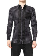 Dolce & Gabbana Black Polka Dot Long Sleeves Gold Formal Shirt - Zeiniez