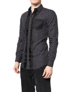Dolce & Gabbana Black Polka Dot Long Sleeves Gold Formal Shirt - Zeiniez